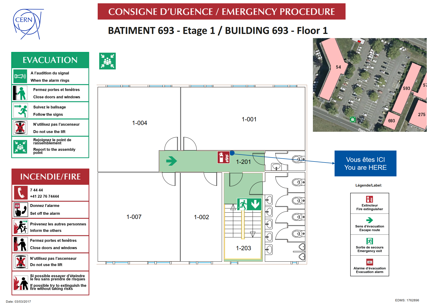 Plan d'évacuation B693 - 1er étage